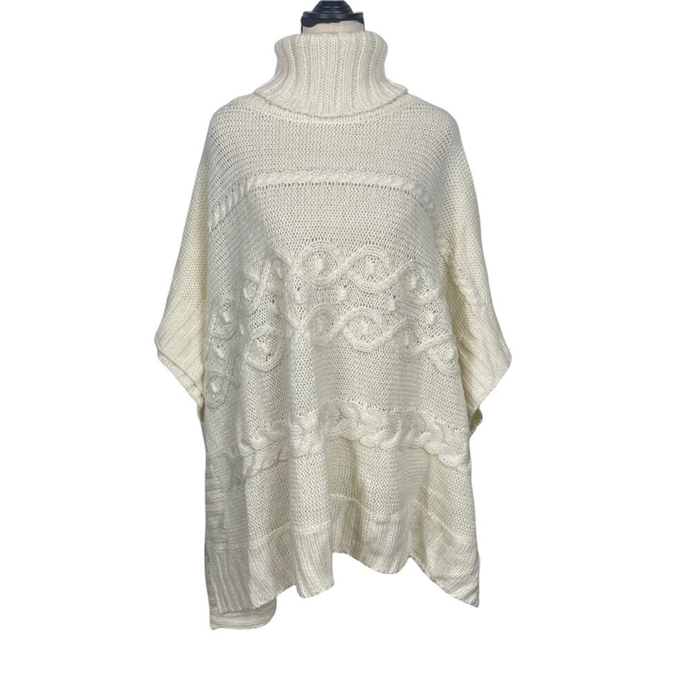 LOFT Poncho Sweater Chunky Knit Turtleneck Size 14/16 NEW